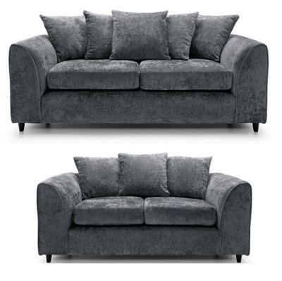 Chenille Fabric Sofa Set Grey 3+2 - image 1