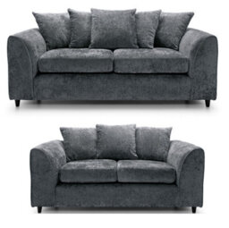 Chenille Fabric Sofa Set Grey 3+2