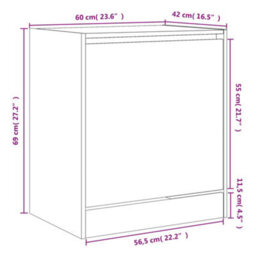 Berkfield Shoe Cabinet Smoked Oak 60X42X69 Cm Engineered Wood - thumbnail 9