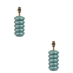 Loops Elegant 2 Pack Ceramic Table Lamp Bases With Ocean Spray Glaze And Brass Finish