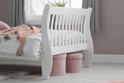 Save On Goods UK 4Ft6 Double White,solid Pine Wood Curved Sleigh Bed Frame Bedstead - thumbnail 2