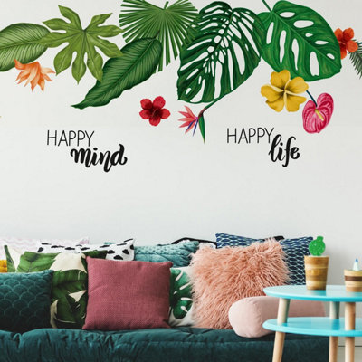 Walplus Combo Adult- Summer Vibes Tropical Flowers Wall Stickers 52Pcs