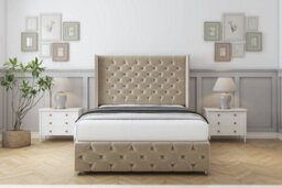 "Sloomy Luthor Almond Coniston Divan Bed Base 2 Drawers Foot-End-54"" Wingback Headboard & 12"" Footboard 6' Super King" - thumbnail 2