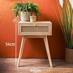 Spot On Dealz Bedside Table With 1 Drawer Mdf Wood Frame Cabinet With Rattan Decoration Wooden Legs Hallway Small Side Tables For Living Room - thumbnail 5