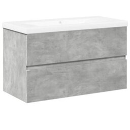 Berkfield Durable 2 Piece Bathroom Furniture Set Concrete Grey Engineered Wood - thumbnail 1