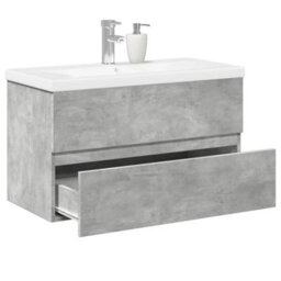 Berkfield Durable 2 Piece Bathroom Furniture Set Concrete Grey Engineered Wood - thumbnail 2