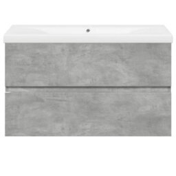 Berkfield Durable 2 Piece Bathroom Furniture Set Concrete Grey Engineered Wood - thumbnail 4