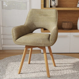 Longtoo Set Of 6 Swivel Dining Chairs , Swivel Upholstered Chairs With Armrests And Wooden Legs, Khaki - thumbnail 6