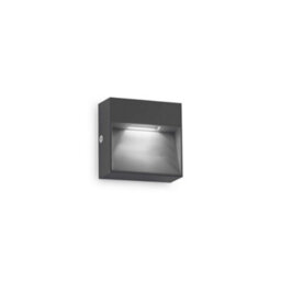 Ideal Lux Luminosa Dedra Integrated Led Outdoor Square Flush Wall Lamp Anthracite 160Lm 3000K Ip65