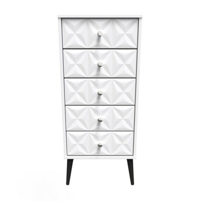 Toledo 5 Drawer Tallboy In White Matt (Ready Assembled) - image 1