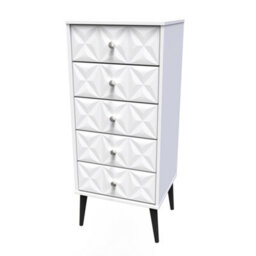 Toledo 5 Drawer Tallboy In White Matt (Ready Assembled) - thumbnail 3