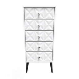 Toledo 5 Drawer Tallboy In White Matt (Ready Assembled) - thumbnail 1