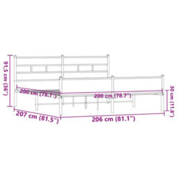 Berkfield Metal Bed Frame Without Mattress Brown Oak 200X200 Cm - thumbnail 9