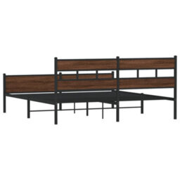 Berkfield Metal Bed Frame Without Mattress Brown Oak 200X200 Cm - thumbnail 6