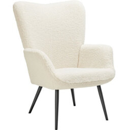 Tectake 1 Armchair Hygge - Padded, Armrests And Ergonomic Backrest, 150 Kg Load Capacity Without Stool - Bouclé Cream/black