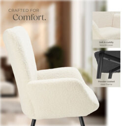 Tectake 1 Armchair Hygge - Padded, Armrests And Ergonomic Backrest, 150 Kg Load Capacity Without Stool - Bouclé Cream/black - thumbnail 7