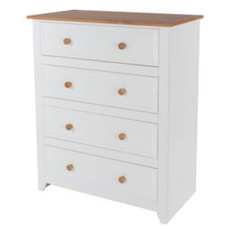 Core Products Capri 4 Drawer White Chest Of Drawers, H104.3Cm X W83.5Cm X D43.5Cm