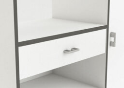 FurniComp LTD Furnicomp Eden Kitchen Microwave Storage Cabinet - Matt White & Black - thumbnail 5