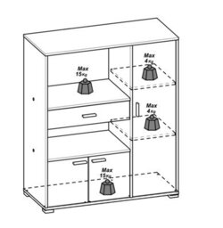 FurniComp LTD Furnicomp Eden Kitchen Microwave Storage Cabinet - Matt White & Black - thumbnail 8