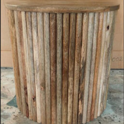 Buttercup Farm Ribbed Round Side Table - Mango Wood - L40 X W40 X H40 Cm - Light Finish