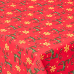 Homescapes Red Reindeer 100% Cotton Round Christmas Tablecloth 178 Cm - thumbnail 3