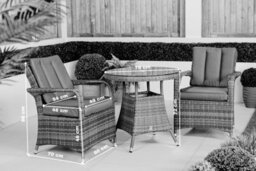 Giardino Arizona Round Rattan Garden Bistro Table And Chairs Set 2 Seater Patio Furniture Set - Grey - thumbnail 9
