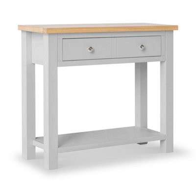 Farro Grey 85Cm Console Table With Drawer - Painted With Oak Top - By Roseland Furniture - image 1