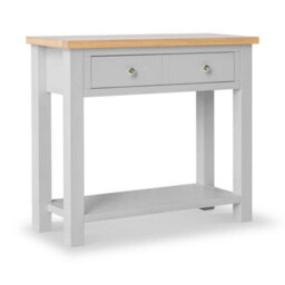 Farro Grey 85Cm Console Table With Drawer - Painted With Oak Top - By Roseland Furniture - thumbnail 1