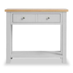 Farro Grey 85Cm Console Table With Drawer - Painted With Oak Top - By Roseland Furniture - thumbnail 3