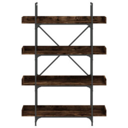 Berkfield Bookcase 4-Tier Smoked Oak 100X33X145.5 Cm Engineered Wood - thumbnail 4