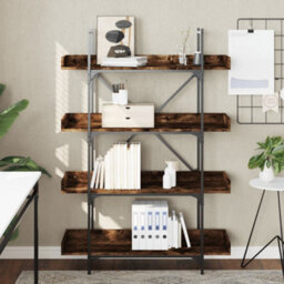 Berkfield Bookcase 4-Tier Smoked Oak 100X33X145.5 Cm Engineered Wood - thumbnail 3