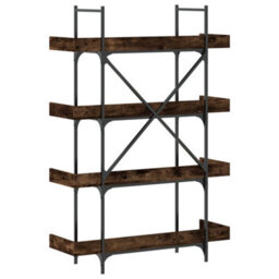 Berkfield Bookcase 4-Tier Smoked Oak 100X33X145.5 Cm Engineered Wood - thumbnail 6