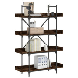 Berkfield Bookcase 4-Tier Smoked Oak 100X33X145.5 Cm Engineered Wood - thumbnail 1