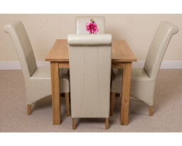 That's Furniture Oslo 90 X 90 Cm Oak Small Dining Table And 4 Chairs Dining Set With Montana Ivory Leather Chairs - thumbnail 2