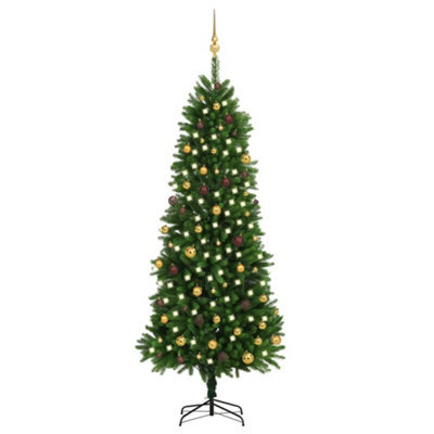 Berkfield Artificial Christmas Tree With Leds&ball Set 240 Cm Green - image 1