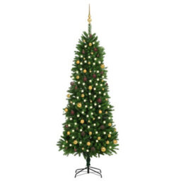 Berkfield Artificial Christmas Tree With Leds&ball Set 240 Cm Green - thumbnail 1