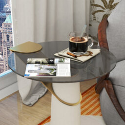 Belofay 50Cm Grey Round Glass Table Top 8mm Tempered Glass Flat Polished Edge - thumbnail 5