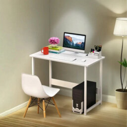 Beige Large Computer Desk Desktop Desk Metal Frame For Work - thumbnail 4