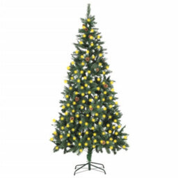Berkfield Artificial Christmas Tree With Leds&pine Cones 210 Cm