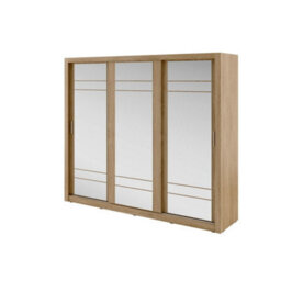 Arte Lux Ii Modern Mirrored Sliding Door Wardrobe (H2150mm W2500mm D600mm) - Oak Shetland - thumbnail 2