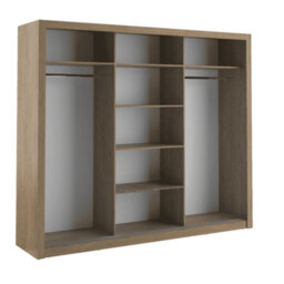Arte Lux Ii Modern Mirrored Sliding Door Wardrobe (H2150mm W2500mm D600mm) - Oak Shetland - thumbnail 3