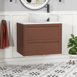 Royal Bathrooms Royal Bathroom Elmore 700mm Terracotta Clay Wall Mounted Countertop Bathroom Vanity Unit 2 Drawer With Breeze Basin - thumbnail 1