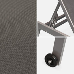 Sweeek. Pair Of Multi-Position Aluminium Sun Loungers With Wheels Elsa Anthracite 191X55X94 Cm - thumbnail 3