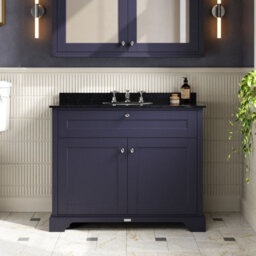 Hudson Reed Floor Standing 2-Door Traditional Vanity With 3 Tap Hole Black Marble Top & Basin, Twilight Blue, 1020X470mm - thumbnail 2