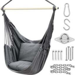 Hammock Hanging Rope Chair Swing W/cushion 150Kg Max Porch Indoor Outdoor Hangin - thumbnail 6