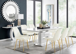 Furniturebox Uk Arezzo Large Extending Dining Table And 8 Cream Pesaro Gold Leg Chairs