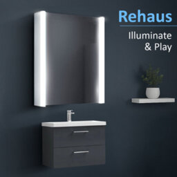 iBathUK Modern Design Led Illuminated Bathroom Cabinet With Bluetooth Speakers + Shaver Socket 500mm X 650mm - thumbnail 2