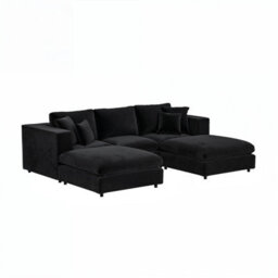 Solace+Co Asher U Shape Corner Sofa Bundle Black Velvet - thumbnail 3