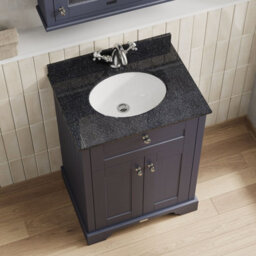Hudson Reed Floor Standing Two Door Traditional Vanity Unit With 1 Tap Hole Black Marble Top & Basin In Twilight Blue, 620 X 470mm - thumbnail 3