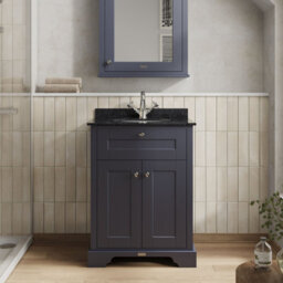 Hudson Reed Floor Standing Two Door Traditional Vanity Unit With 1 Tap Hole Black Marble Top & Basin In Twilight Blue, 620 X 470mm - thumbnail 2